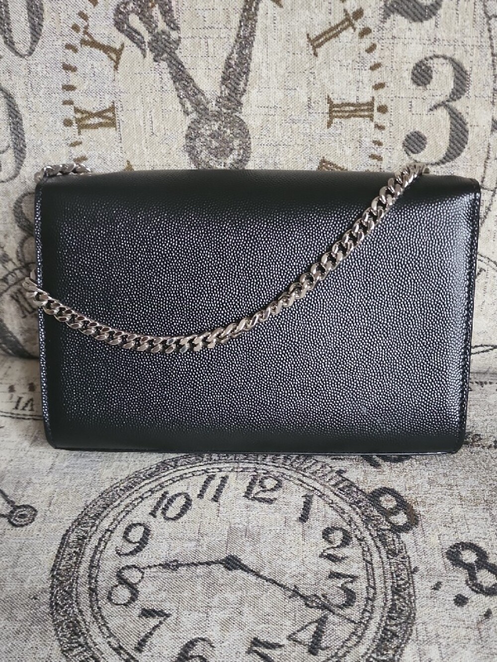 Saint Laurent Kate Medium Black Textured Leather Silver YSL Logo - Picture 2 of 4